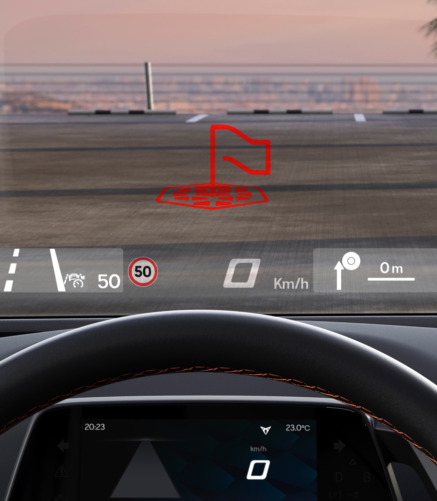 CUPRA%20Born,%20lisätyn%20todellisuuden%20tiedot%20heijastettuna%20tuulilasiin